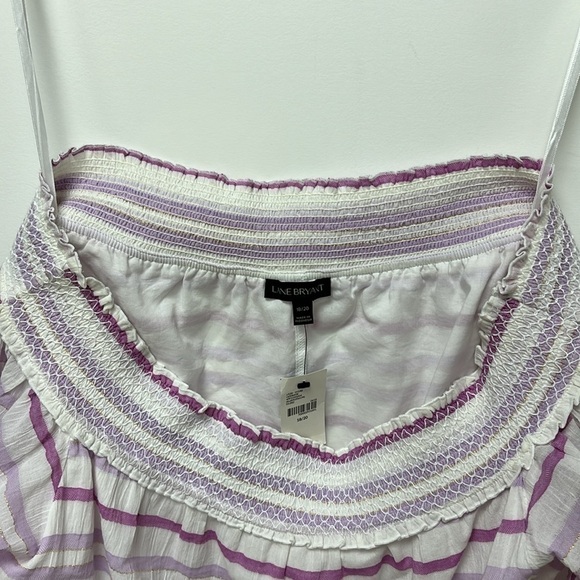 NWT LANE BRYANT SMOCKED OFF THE SHOULDER TOP 18/20 pink, white and purple color - Picture 8 of 12